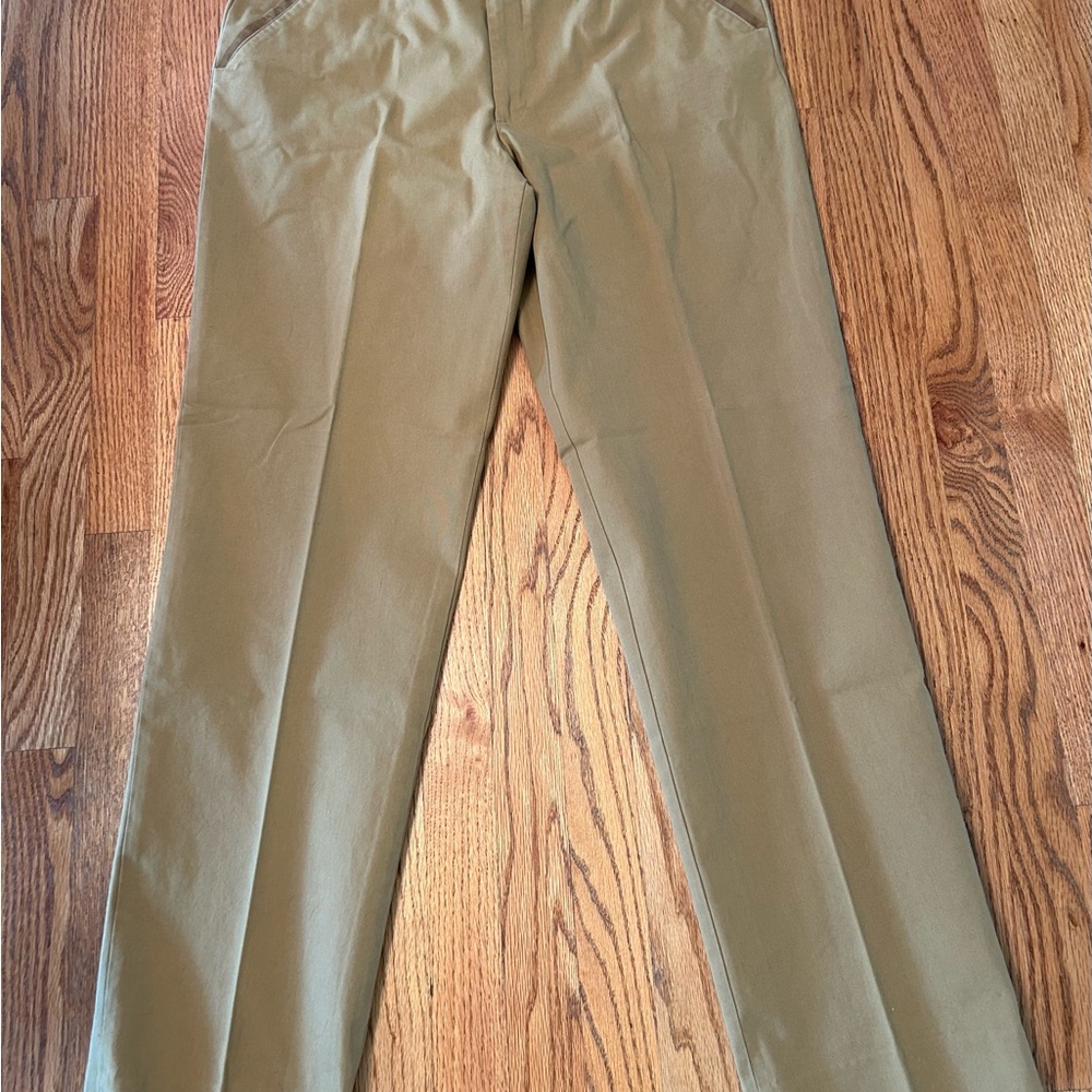 Kevin's Khaki Tailored Field Pants, 5-Pocket Style, Leather Trim, 36 X 34